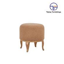 Wholesale Living Room Gold Metal Base Ottoman Footstool Modern Blue Velvet Tufted Round Pouf Ottoman thumbnail-1