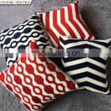 Crewel Embroidery Pillow RED and Blue thumbnail-1