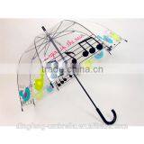 Promotional Music Note Printing Custom Clear Pvc Umbrella for Sale