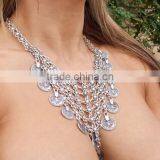 New Gypsy Boho Ethnic Silver Plated Alloy Coin Tassel Charm Necklace thumbnail-1