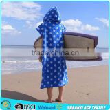 High quality blue background white dot printing adult hooded surf poncho beach towel