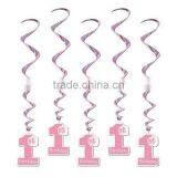 Baby Girls 1st First Birthday Swirls Hanging Ceiling Decoration Quality Choice thumbnail-1