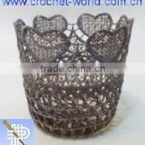 Crochet Lace Flower Basket & Pot