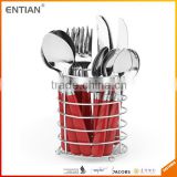 Stainless steel plastic handle restaurant cutlery with holder