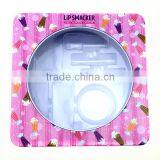 Wholesale high quality tinplate makeup box can container with round window