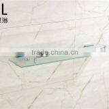 Square Design Zinc Alloy Chrome Plate Wall Mounted Bathroom Accessories Glass Shelf With Safe Bar
