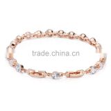 Fashion jewelry women's rose gold plated AAA+ cubic zirconia clear crystal bracelet for birthday gift
