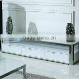 Modern Design Living Room Furniture Tempered Glass Top TV Stand E356 thumbnail-1