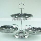 Stainless Steel Stock Ceramic Three Layer Silver Cake Stand Holder Fruit Plate thumbnail-1