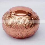 Round Jar Shape Copper Coloure Metal Urns thumbnail-1