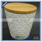 Heat Resistant White Ceramic Jar With Bamboo Lids thumbnail-4