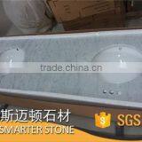 White Carrara Bathroom Vanity With Double Oval Sink