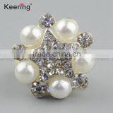Keering-style Hotsale Star Pearl Rhinestone Button Pins for Garments WBK-1469 thumbnail-1