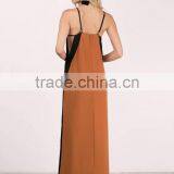 Woman Spaghetti Strap V Neck Chiffon Long Maxi Dress thumbnail-3