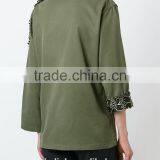 100% Cotton Women Military Olive Green Jacket Customized thumbnail-2
