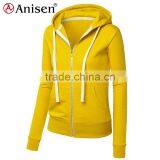 Oem Service 100% Cotton Slim Custom Women Zipper Hoodies thumbnail-3