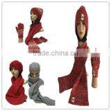 Promotional Cheap Price High Quality Popular Lovely Girl Winter Knitted Acrylic Head Scarf thumbnail-1