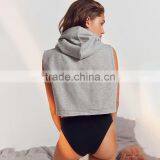 Summer Crop Women Running Hooded Sports Vest Burrs Gym Fitness Femme Crop Tank Tops Bodybuilding Fitness Sleeveless Hoodies thumbnail-3