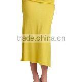 Hot Sales Women's High Stretch High Waisted Rayon Span Mid-Calf Maxi Skirt thumbnail-3