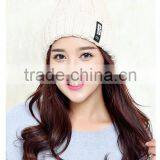 Logo Design Accept Woman Winter Warm Plush Thicken Winter Beanie Knit Hat With Fur Poms thumbnail-5