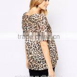 Wholesale Fashion Maternity Clothes Leopard Print Jersey Blouse thumbnail-3