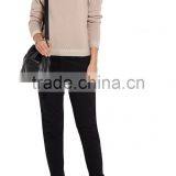 Antique-Rose 100% Cashmere Loose Crew Neck Women Chinese Sweater With Inverted Triangle Stiching on Back thumbnail-4