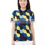 Women's Super Thin Mecerized Cotton Full Printing Polo Shirt thumbnail-1
