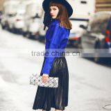 2016 Stylish Designer Blue Fashionoable Lady Leather Coat Woman A Type Short Jackets thumbnail-2