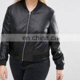 Black Faux Leather Look Fat Women Bomber Jacket Plus Size Women Clothing Jacket thumbnail-1