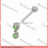 Stainless steel tongue babell with crystal tongue ring body piercing jewelry