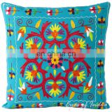 Light Blue Embroidered Decorative Pillow Cushion Cover - 16