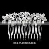 Silver Bridal Hair Comb Flower Pearl Headpiece Silver Wedding Comb