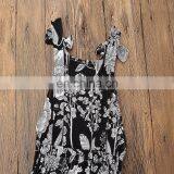 INS Girl Black Jumpsuit Baby Girl Flower Print Romper Summer Sleeveless Outwear thumbnail-5