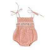 6 Colors Linen New Lovely Retro Baby Girls Lace Up Romper Soft Cotton Summer Sleeveless Strap Toddler Pleated Jumpsuit Overalls thumbnail-5
