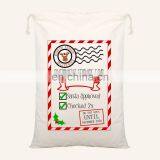 New Arrival Christmas Simple Art Gift Bag Red Drawstring Canvas Santa Sack Vintage Christmas Stocking Bag Decoration thumbnail-2
