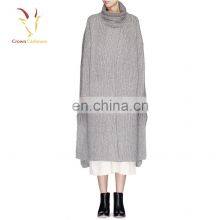 Long Turtleneck Cashmere Poncho Pattern Coat for Women Winter thumbnail-1