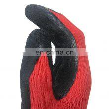 Non Slip Coating Red Nylon Knit Rubber Palm Coated Crinkle Latex Protection Safety Work Gloves thumbnail-2