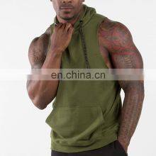 Custom Loose Plus Size Hooded Training Running Jumper Quick-drying Men Sports Sleeveless Hoodies thumbnail-1