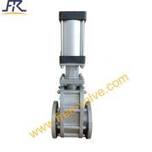 DN100 PN10 Pneumatic Full Ceramic Lined Double Disc Gate Valve thumbnail-2