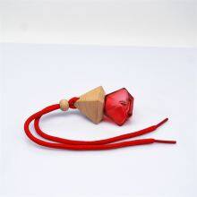 Diamond Shaped Red Glass Perfume Bottle With Wooden Lid and Tying Rope Glass Perfume Bottle Car Perfume Empty Bottle thumbnail-3