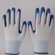 13 Gauge White Polyester Knitted Blue Nitrile Palm Coated Safety Work Gloves for Workers thumbnail-3