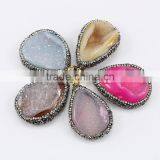 JF6902 Hot Crystal Pave Sparkly Geode Agate Druse Druzy Pendants Quality Choice thumbnail-1