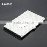 New Arrival High-Grade Name ID Card Box Organizer Lines Emboss Oval Metal Business Card Case Stainless Steel Card Holder thumbnail-5