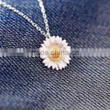 Sterling silver gold tiny daisy pendant fashion drop necklace jewlry for girls gift