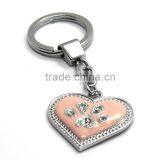Heart Shaped Pink Enamel Keychain With Stones thumbnail-1