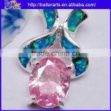 Many Designs !!! Wholesale Oval Cut Created Fire Opal Spessartite Garnet Copper Pendant Necklace Pendant thumbnail-5