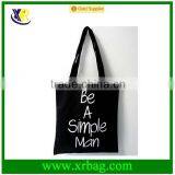 Custom Black Cotton Fabric Tote Shopping Bag thumbnail-1