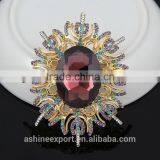 Generous Oval Bulk Crystal Sun Flower Rhinestone Brooch/handmade Rhinestone Brooch thumbnail-1