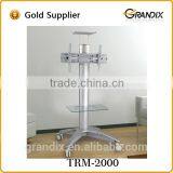 Height Adjustable Black / Silver Floor Standing LCD LED TV Stand for 25-55 Inches With Projector Tray and DVD Tray thumbnail-1