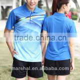 Top quality badminton t shirt cheap volleyball jersey blue badminton uniform